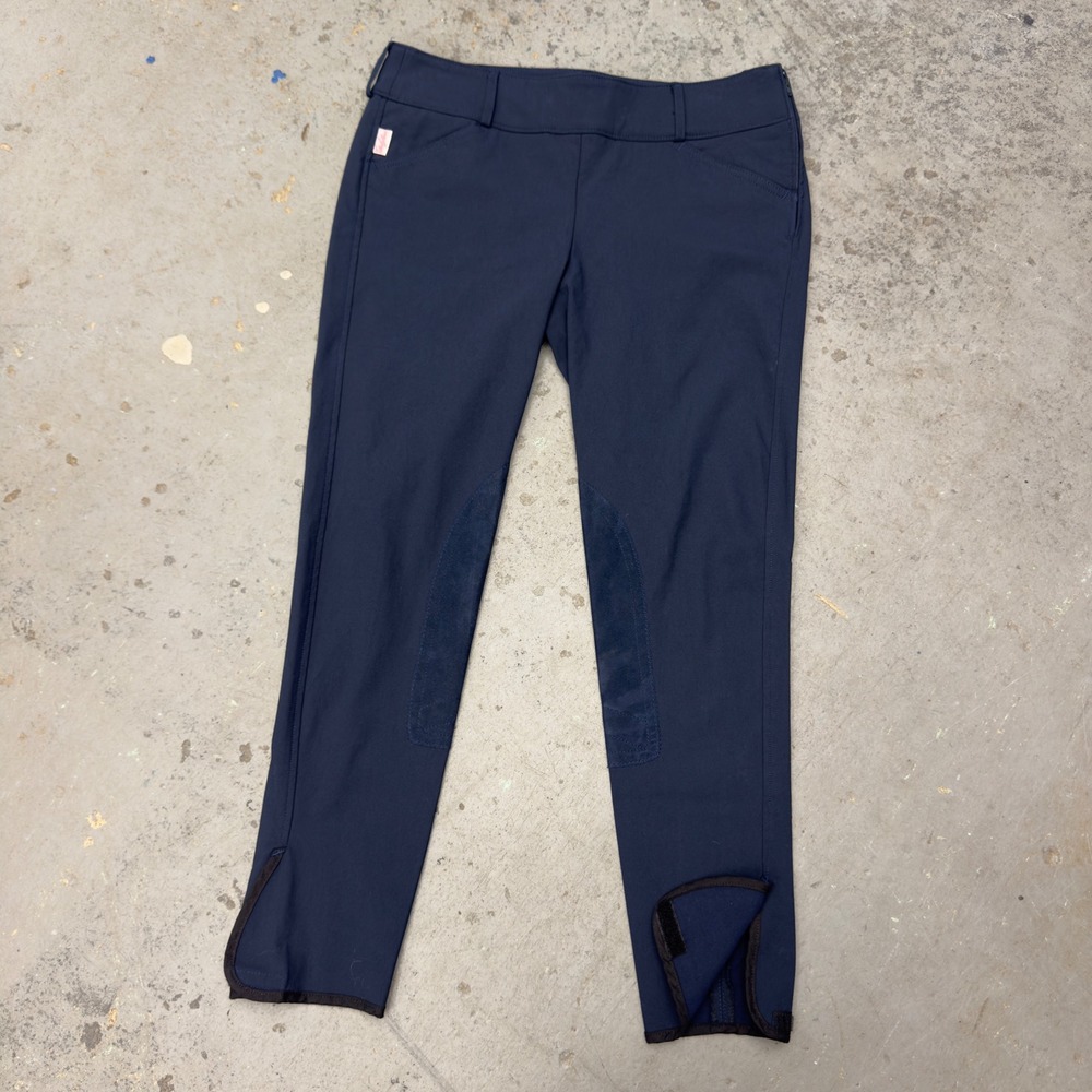 The Tailored Sportsman Navy Blue Side Zip Knee Patch Riding Breeches Size 30